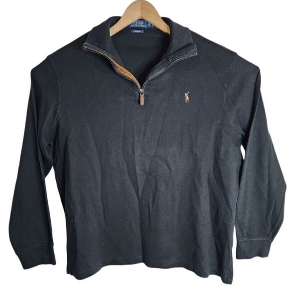 Polo Ralph Lauren Sweater Men's XL Estate Rib 1/4 Zip Pullover Black - Picture 1 of 7